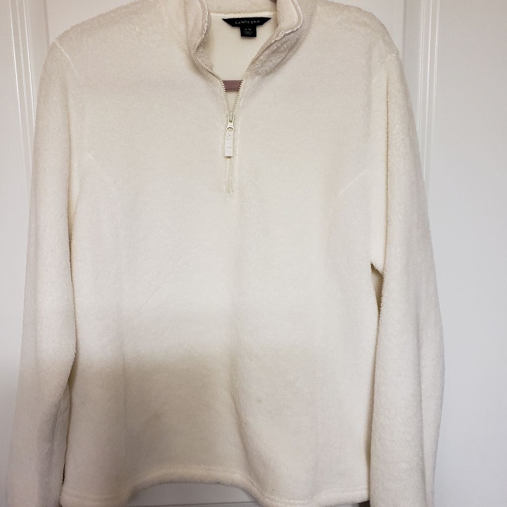 LANDS END Snow White Zip Up Top